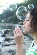 Model Beautiful Woman and bubble