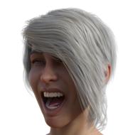 portrait of a screaming blonde on a white background