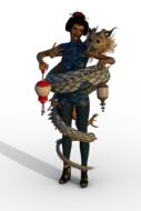 dragon chinese girl lamps fantasy