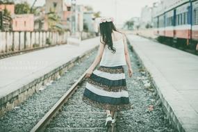 Girl Fashion on railway