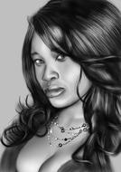 black and white drawing of a girl
