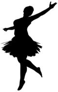 black silhouette of a dancing ballerina on a white background