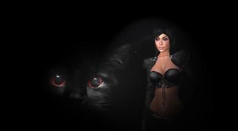 dark fantasy cat and gothic girl