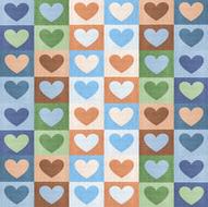 Colorful and beautiful fabric pattern with hearts, clipart