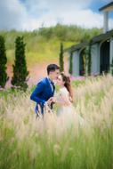 wedding couple on meadow