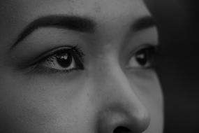 Young Woman with beautiful eyes, black and white