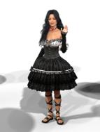 female character in beautiful black dress