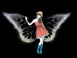 illustration, girl with butterfly wings