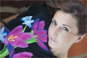 Lady Woman in Flowers painted tshirt