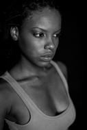 beautiful african woman looking aside, Black And White portrait