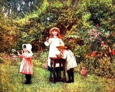 vintage victorian old fashioned dolls illustratiob