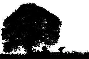 girl reading book under tree