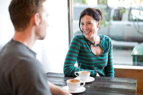 Woman and man Date at cafe