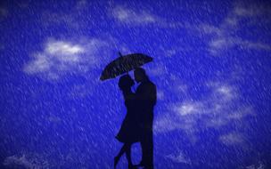 rain man woman clouds lovers wet