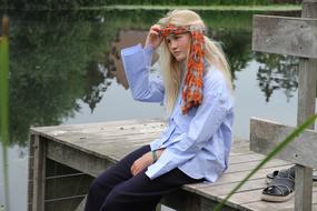 Bohemian Blonde Young Girl on pier