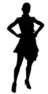 black silhouette of a slender woman on white