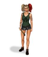 3d model of the girl with tattoos, colorful hair, and in colorful clothing, with shadow at white backgrond, clipart