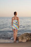 Portrait of Beauty Woman Girl on shore