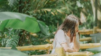 Portrait of Beauty Girl at jungle