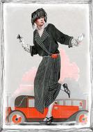 vintage lady fashion car