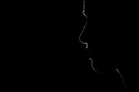 Black And White Portrait of Model face outline