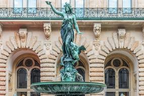 Town Hall and water Fountain in Hamburg