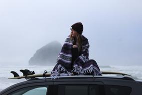 girl at cold Sea Ocean Water