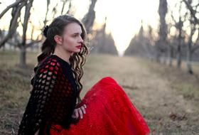 Portrait Outdoors girl red dress