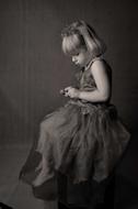 black and white photo of cute girl