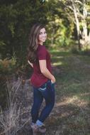 Beautiful girl model at park