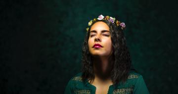 Girl Woman with flowers wreath