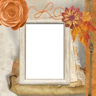 frame, flowers, autumn leaves