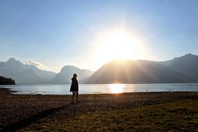 Sunset Mountains and Woman