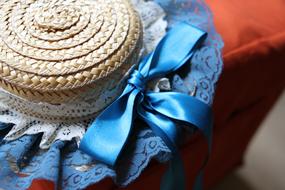 Blue Vintage womenâs Hat with bow