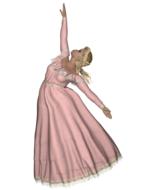 dancer in a pink dress on a white background