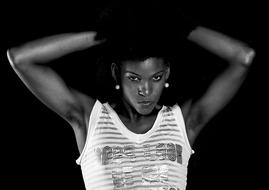 Black And White Portrait of woman at studio