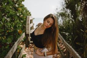 portrait of woman at autumnal park