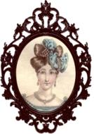 stylish lady portrait in carved frame, vintage