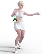 3d woman pose, white dress