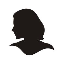 young woman head, black silhouette, profile