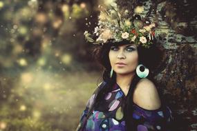Beauty Woman Flowered Hat
