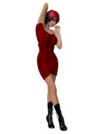 cartoon woman in red dress