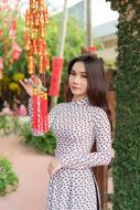 Outdoors girl and traditional decoration