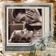 couple in love, vintage photo in frame, collage