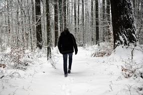 winter forest Walk man