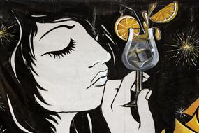 Graffiti Drinking Girl