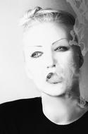 portrait of Beauty Woman Smoke