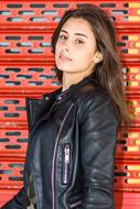 Portrait of Beautiful woman wearing Fashion black jacket