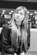 monochrome Portrait of Fashion girl on street