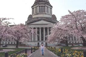 woman in front of the capitol